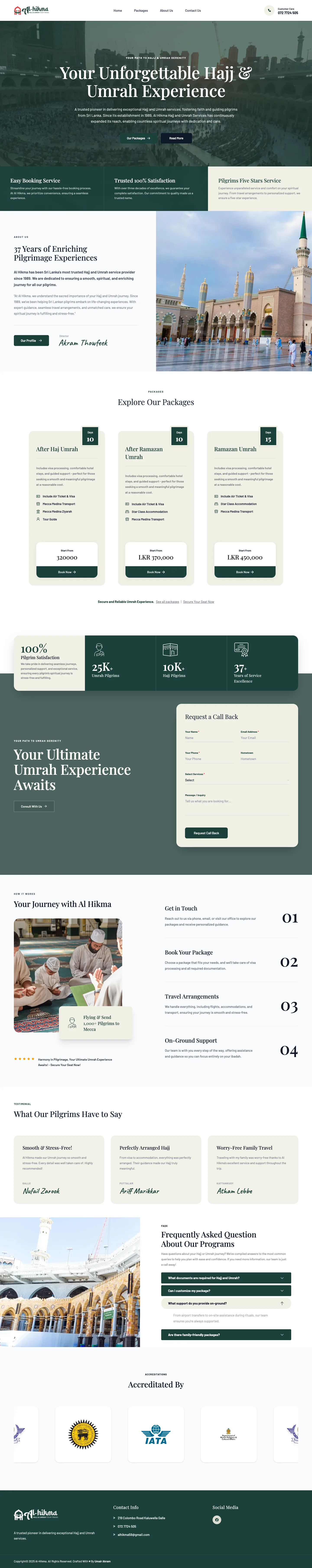 Al-Hikma Hajj and Umrah tour travel website built by Sollyd Labs