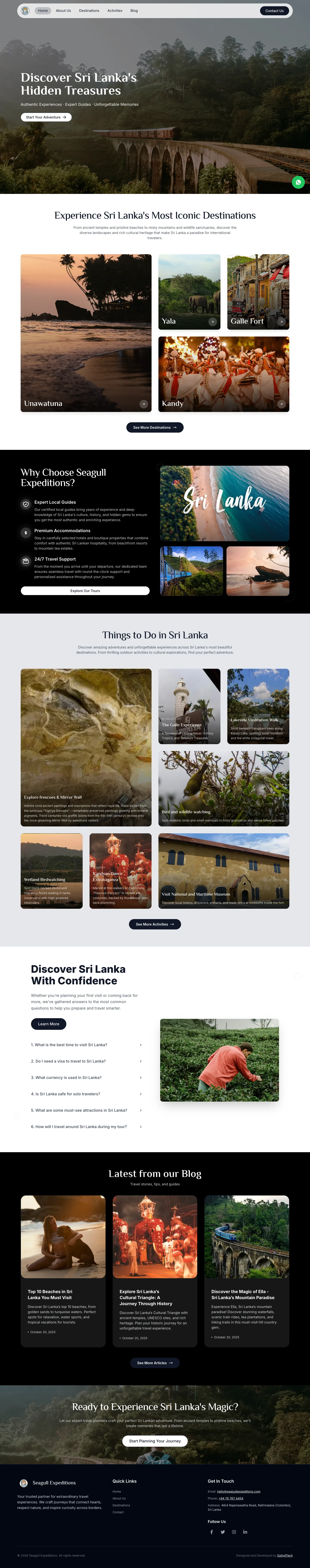 Seagull Expeditions travel website built by Sollyd Labs - Sri Lanka tours and experiences